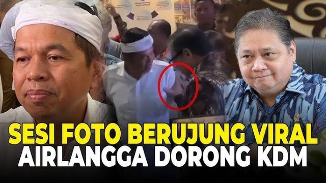 VIRAL Airlangga Hartarto Terekam Dorong Dedi Mulyadi, Biar Bisa Foto di Samping Jusuf Kalla