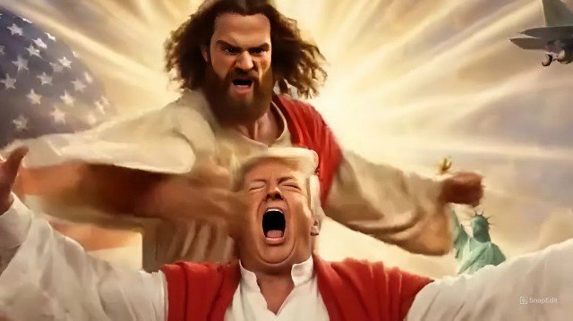 VIRAL! Iran Sebar Video AI Yesus Pukul Kepala Donald Trump Sampai Jatuh ke ‘Neraka’