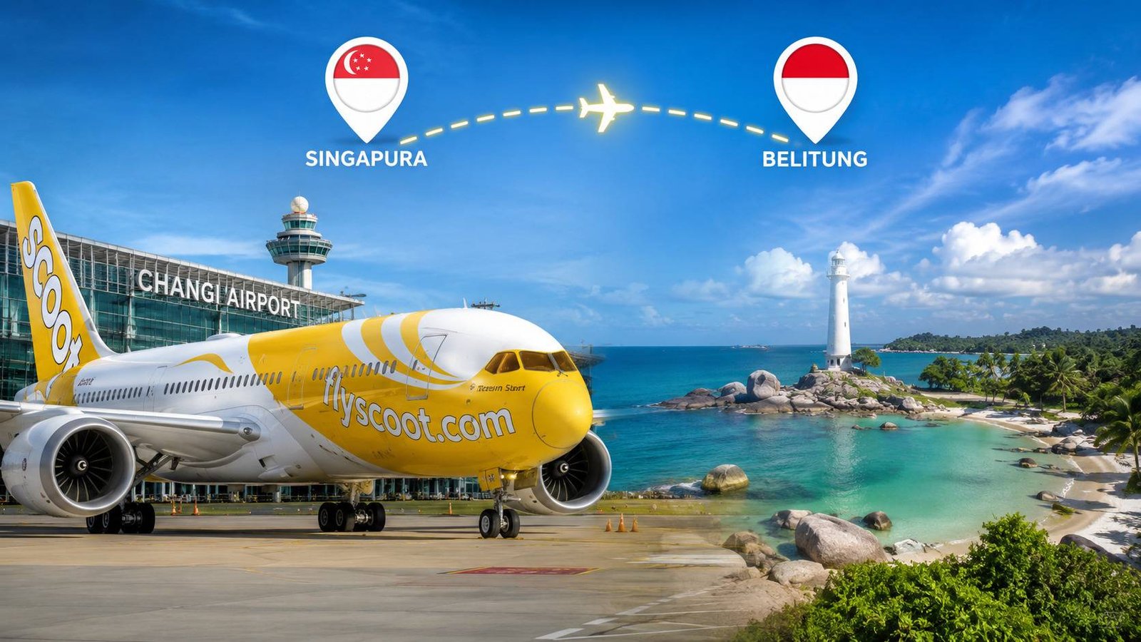 Gerbang Internasional Baru Maskapai Scoot Resmi Buka Rute Penerbangan Langsung Singapura - Belitung