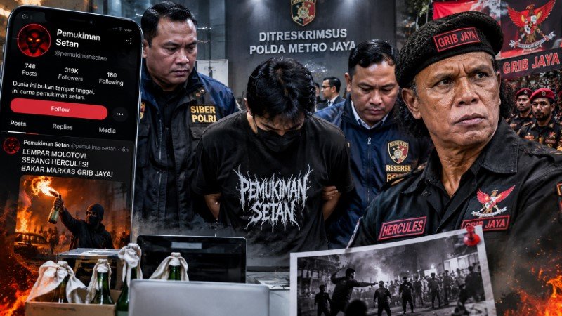 Admin Akun 'Pemukiman Setan' Diciduk Polisi Usai Nekat Serukan Aksi Lempar Molotov dan Serang Hercules GRIB JAYA