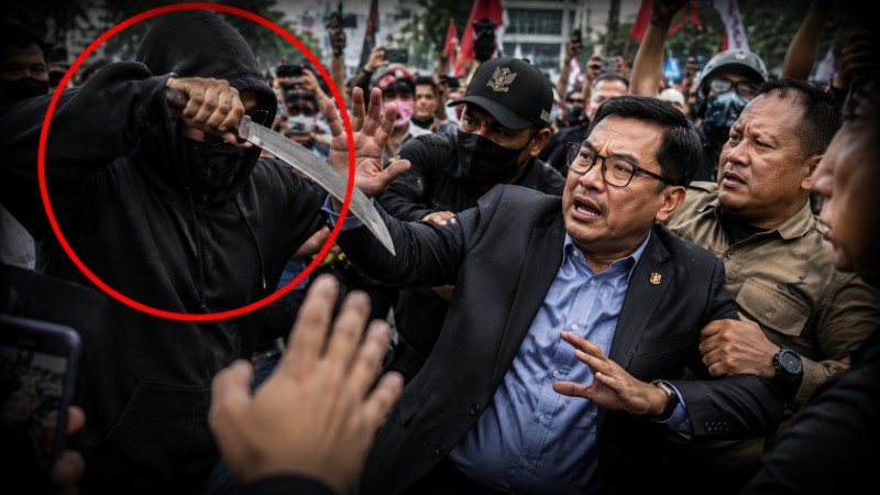 Demo 27 Agustus Nyaris Berdarah! Pria Misterius Tiba-Tiba Cabut Golok, Anggota Dewan Nyaris Tewas Kena Tebasan Maut