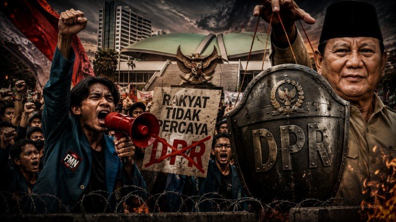 Front Mahasiswa Nasional (FMN) Sudah Bukan Waktunya Berharap ke DPR, Parlemen Kini Hanya Tameng Prabowo!