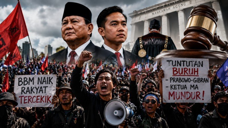Gelombang Protes Menggila Buruh Makassar Turun Jalan Tuntut Prabowo-Gibran dan Ketua MA Lengser Sekaligus!