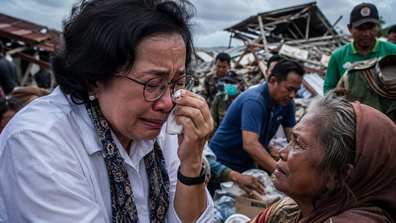 Mantan Menteri Keuangan RI Tak Kuasa Tahan Air Mata Saat Turun Langsung Jadi Relawan Korban Bencana NTT