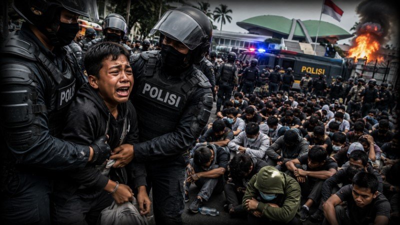 Penangkapan Massal Pasca-Demo 27 Agustus! 322 Orang Digelandang ke Kantor Polisi, Mayoritas Bocah di Bawah Umur
