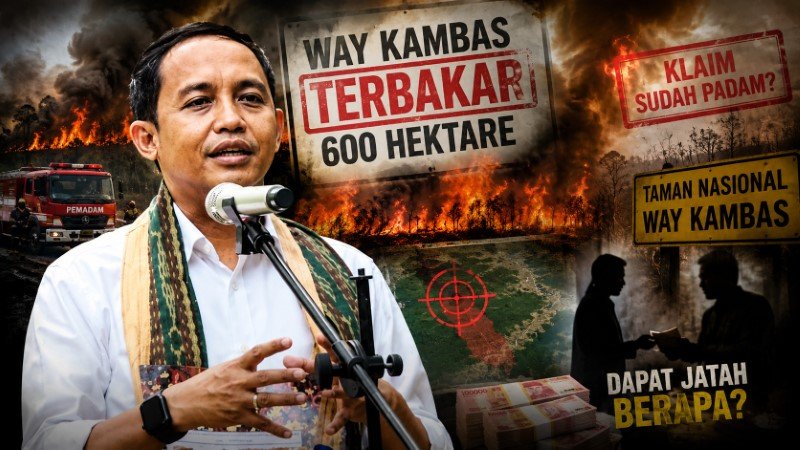 Way Kambas Terbakar 600 Hektare, Menhut Klaim Sudah Padam, Publik Masih Curiga Dapat Jatah Berapa