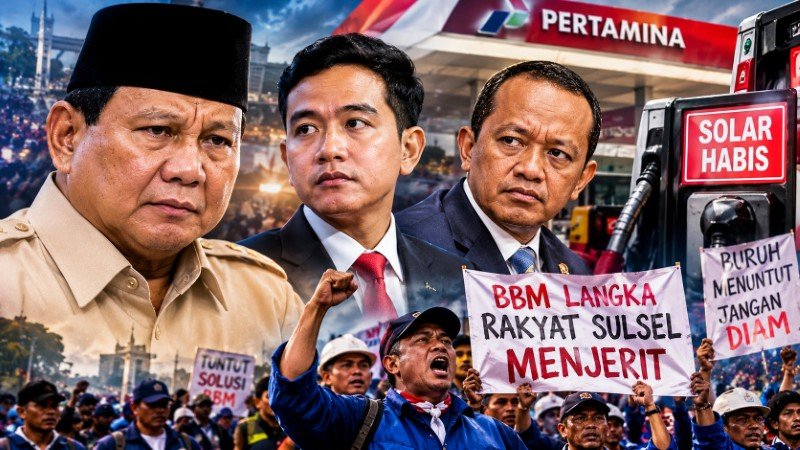 Kemarahan Buruh Memuncak! Desak Prabowo, Gibran, hingga Bahlil Mundur Akibat Krisis Kelangkaan BBM di Sulawesi Selatan