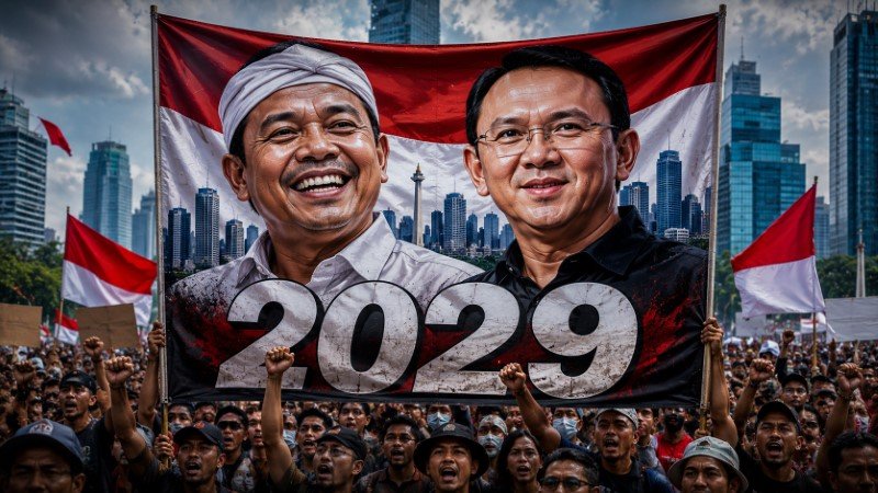 Bikin Gempar Jagat Maya! Duet Maut KDM-Ahok Muncul di Spanduk 2029, Bentuk Protes Keras Rakyat?