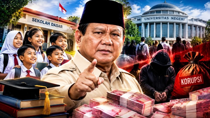 Gebrakan Prabowo: Mau ‘Gratiskan’ Pendidikan dari SD hingga Universitas Negeri Lewat Duit Hasil Korupsi!