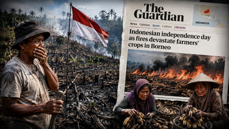 Geger Sorotan Media Inggris! Kebun Petani Lokal di Kalimantan ‘Ludes’ Terbakar Habis Tepat di Hari Kemerdekaan RI