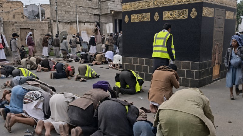 Gempar Aksi Kontroversial di Timur Tengah! Houthi Bangun Replika Kabah di Yaman Viral, Warga Disuruh Tawaf Serta Salat