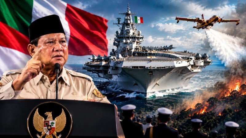 Klaim Sukses Atasi Bencana Tanpa Bantuan Asing, Kini Prabowo Berencana Datangkan 'Kapal Induk' dari Italia untuk Tangani Karhutla
