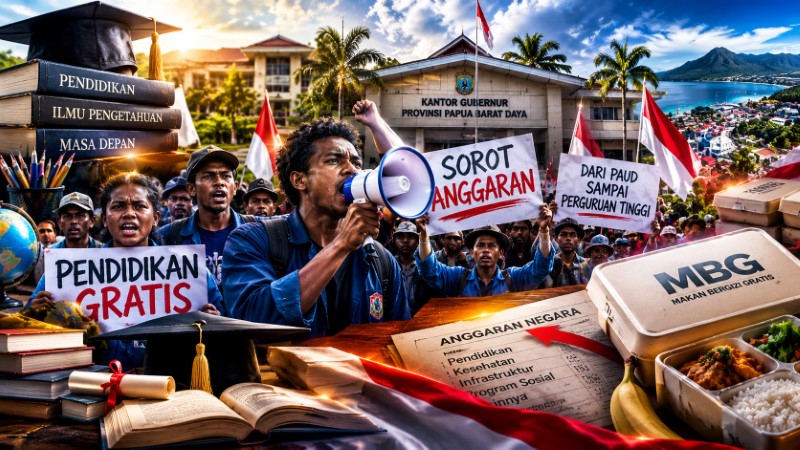 Mahasiswa Papua Barat Daya Turun Jalan 'Tolak' Program MBG Pendidikan Gratis Jauh Lebih Penting!