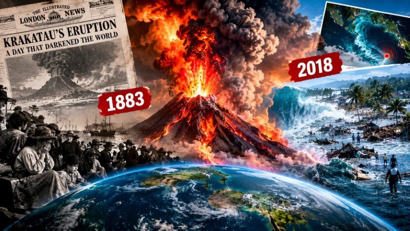 NGERI! Media Eropa Gambarkan Dahsyatnya Letusan Krakatau: Tahun 1883 Bikin Dunia Dingin, 2018 Tsunami