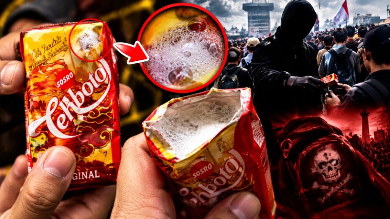 Bikin Geger Medsos! Viral Diduga Oknum Bagi-Bagi Teh Kemasan Isi Sabun untuk 'Meracuni' Peserta Demo