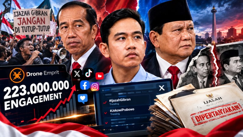 Drone Emprit Amarah Publik Memuncak, 223 Juta Interaksi Soroti Ijazah Gibran dan Keretakan Jokowi-Prabowo!