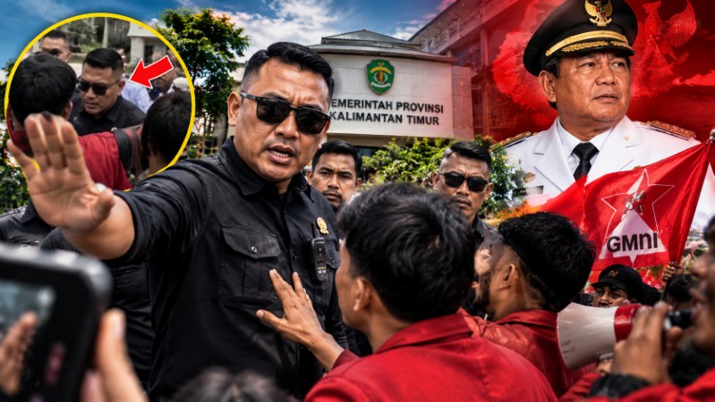 Gaya Preman di Lingkaran Penguasa! Detik-Detik Kelakuan 'Arogan' Ajudan Gubernur Kaltim Intimidasi Massa Demo GMNI