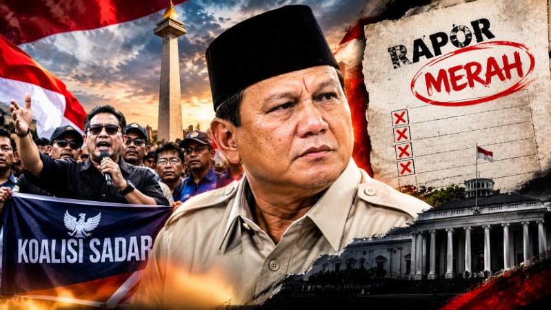 Koalisi SADAR Cap Rezim ‘Gagal Total’, Beberkan 5 Rapor Merah Prabowo di Tugu Proklamasi!